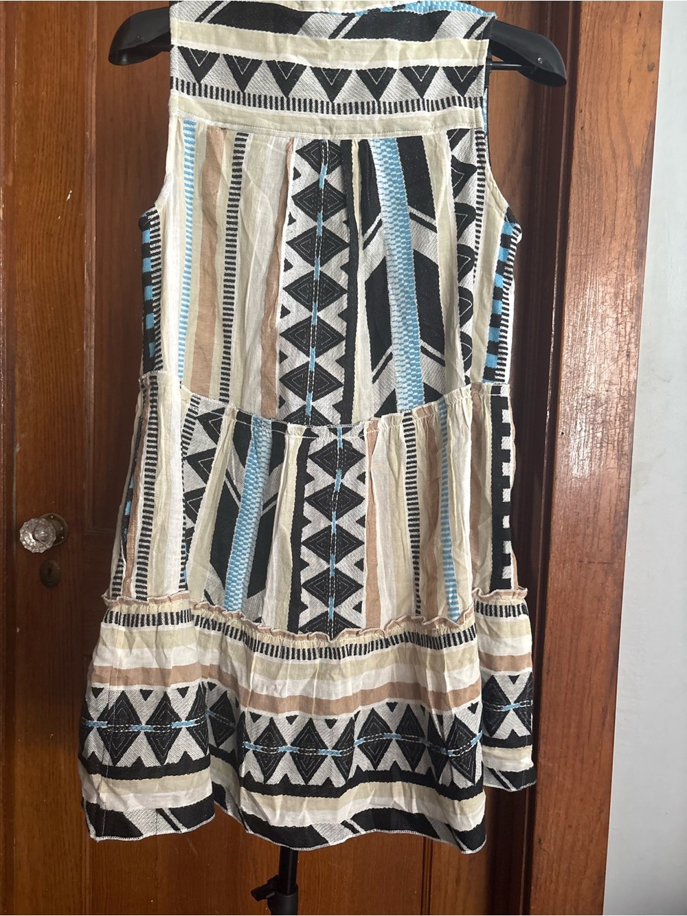 K. Elan Babydoll Cover-Up Minidress, Aztec Print, Size Medium - Picture 8 of 10